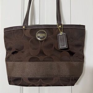 Coach Dark Brown Signature Tote